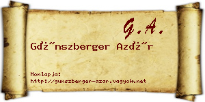 Günszberger Azár névjegykártya